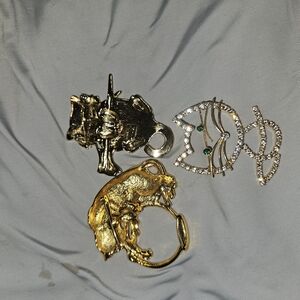 Gold and Silver Cat Design Jewelry Set